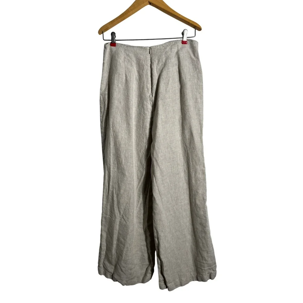 REFORMATION Cleo Linen Pleated Wide Leg Trouser Pant in Oatmeal